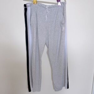 PINK Gray and Black Striped Sweatpants